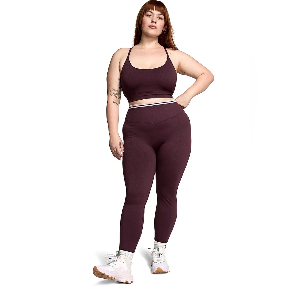 PINK Victoria's Secret Brown Maroon Seamless Classic Athletic Leggings Size XL